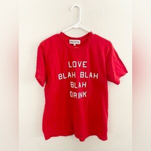 Wildfox Love Blah Drink graphic tee shirt red white medium distressed tshirt